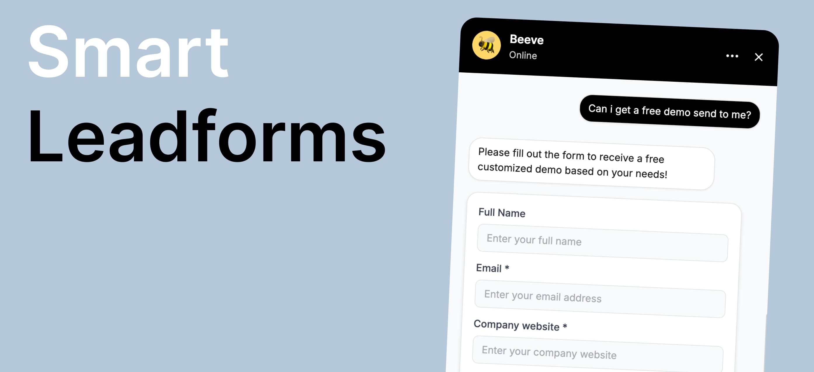 Chatbot showing contact form in conversation