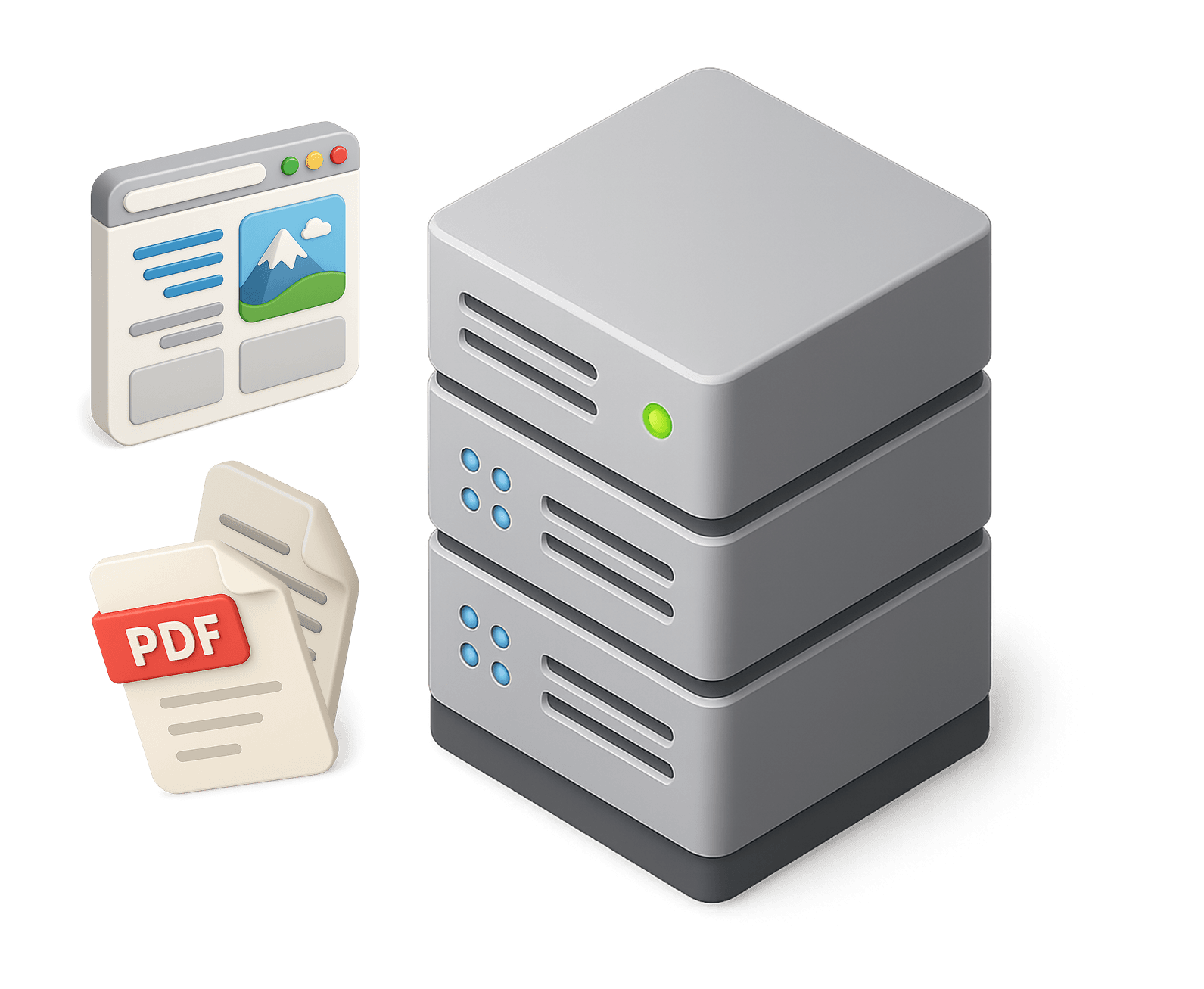 Knowledge training illustration with server, documents and checklist